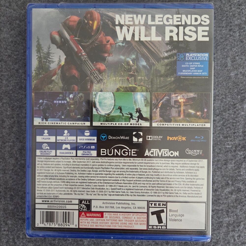 Destiny 2 Standard Edition (Sony PlayStation 4, 2017) Brand New Factory Sealed B - Picture 3 of 3